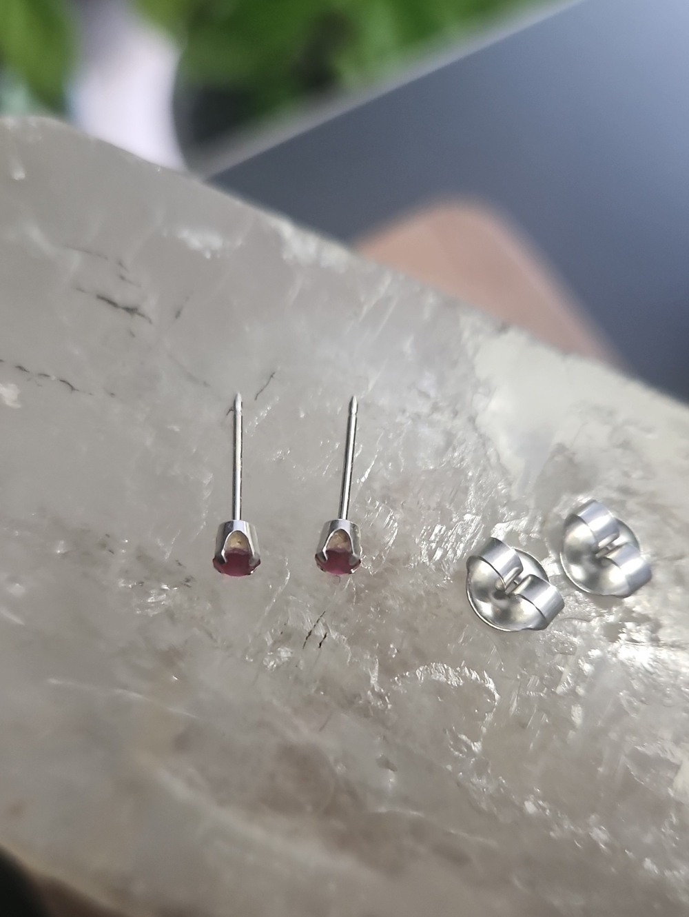 Claire's 14k White Gold Ruby Piercing Stud Earrings - July Birthstone